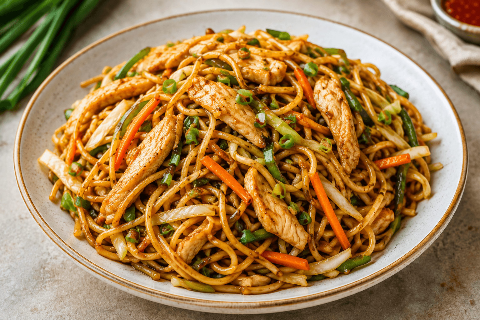 Chicken chowmein at Inaruwa Tass House