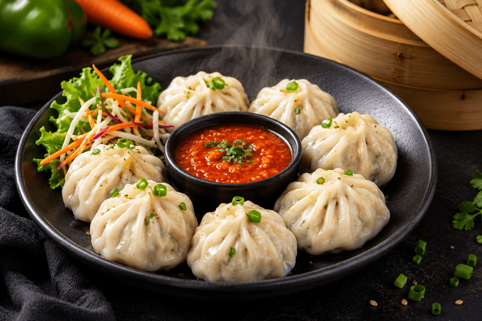 Veg steam momo at Inaruwa Tass House