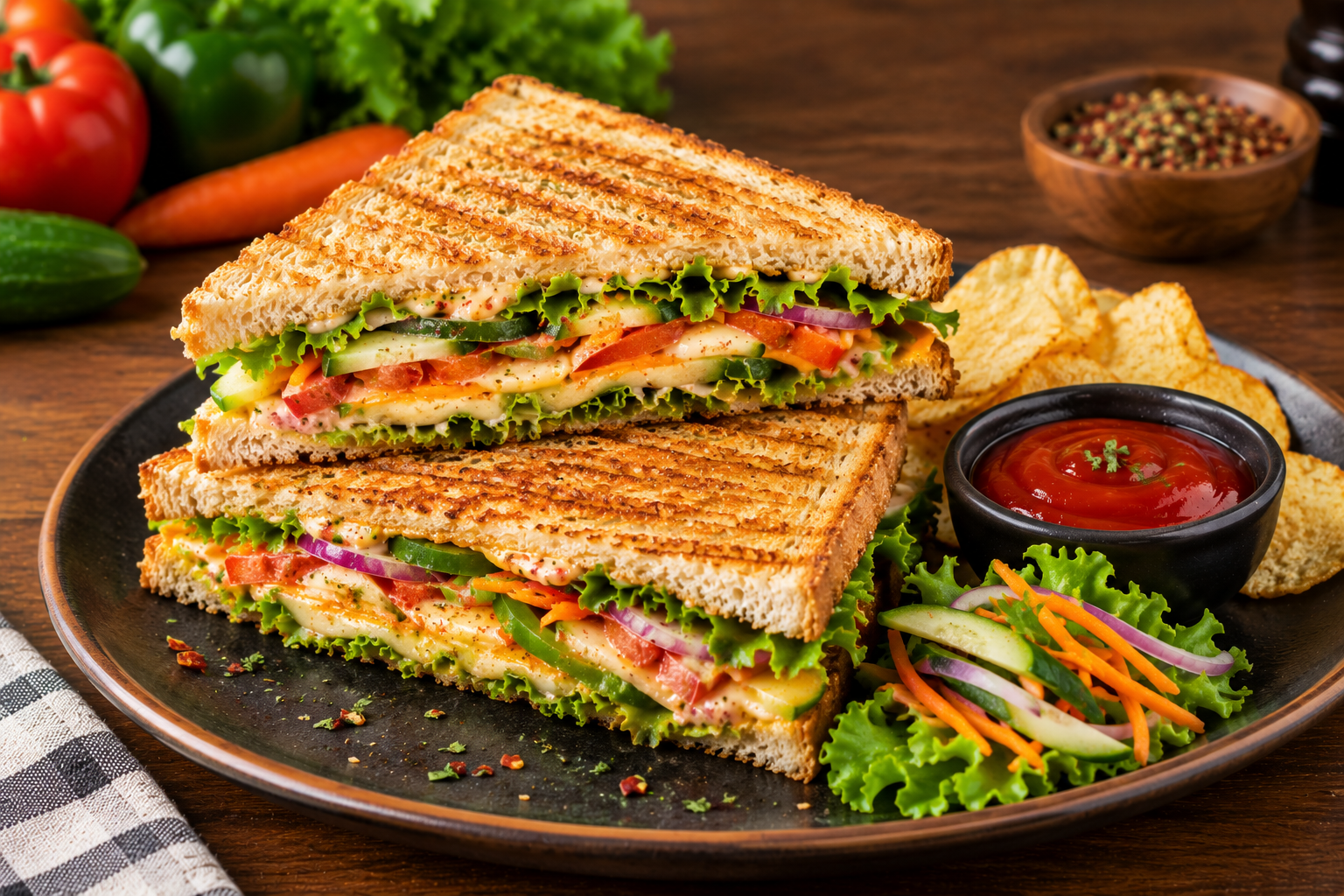Golden Grilled Veg Toast Sandwich in Inaruwa