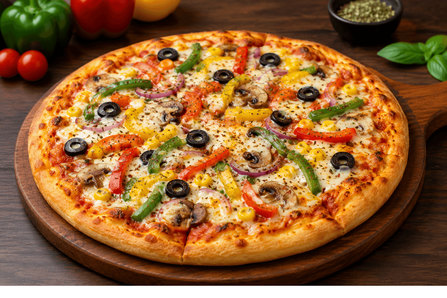 Fresh baked Veg Pizza in Inaruwa