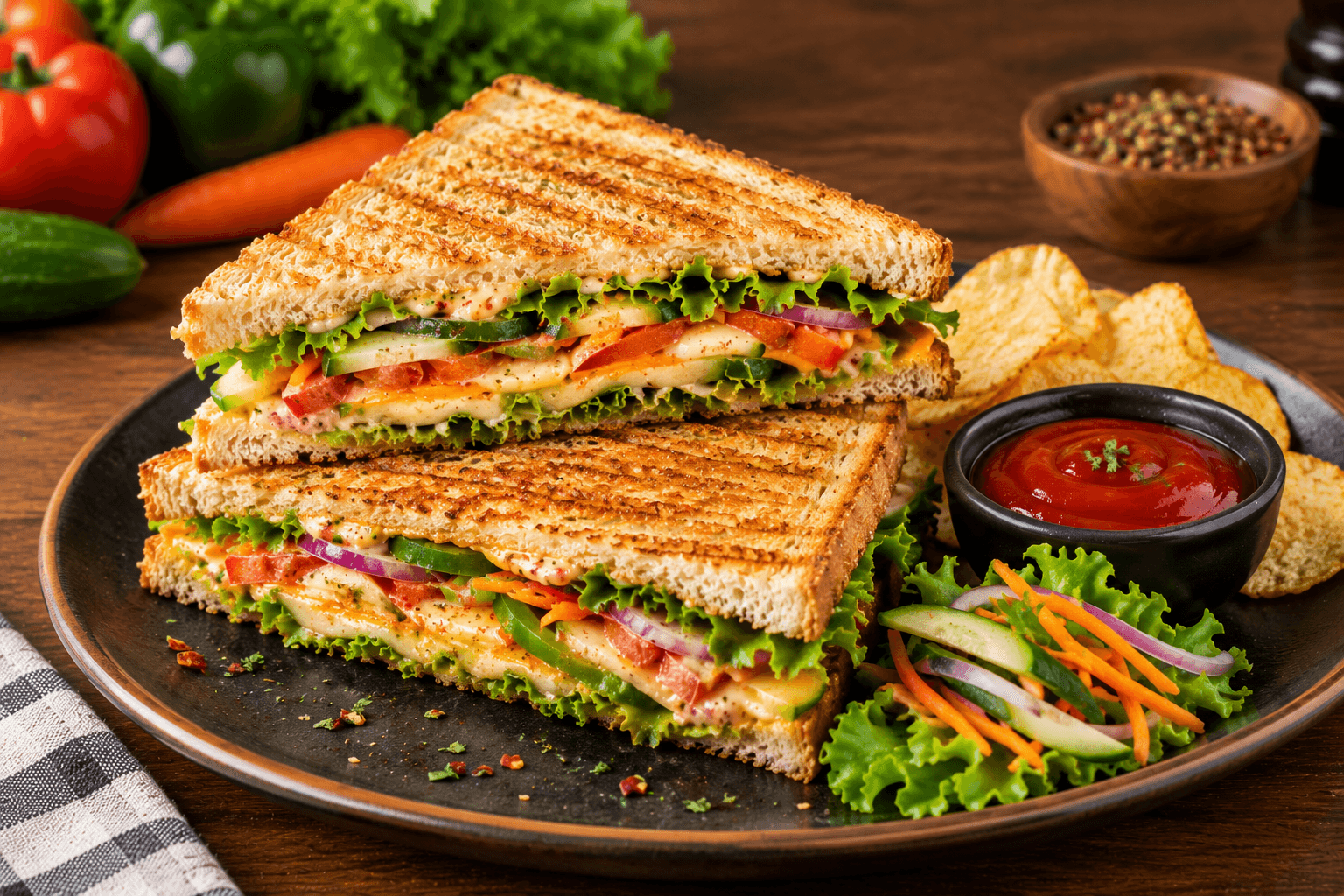 Golden Grilled Veg Toast Sandwich in Inaruwa